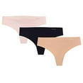 thumbnail image 1 of Calvin Klein Womens 3 Pack Thong Underwear (Black/Nude/Pink, Medium), 1 of 5