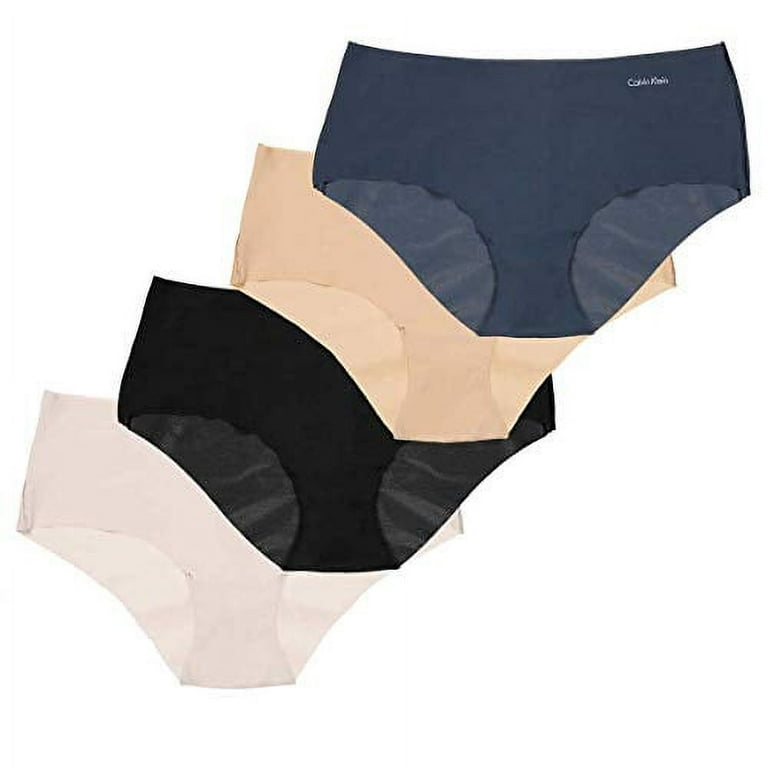 Calvin Klein Womens 4 Pack Invisibles Hipster Panty Black Beige Navy Pink Large Walmart