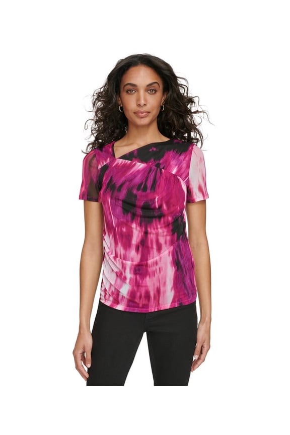 Womens Abstract Knit Blouse, Multicoloured, X-Large