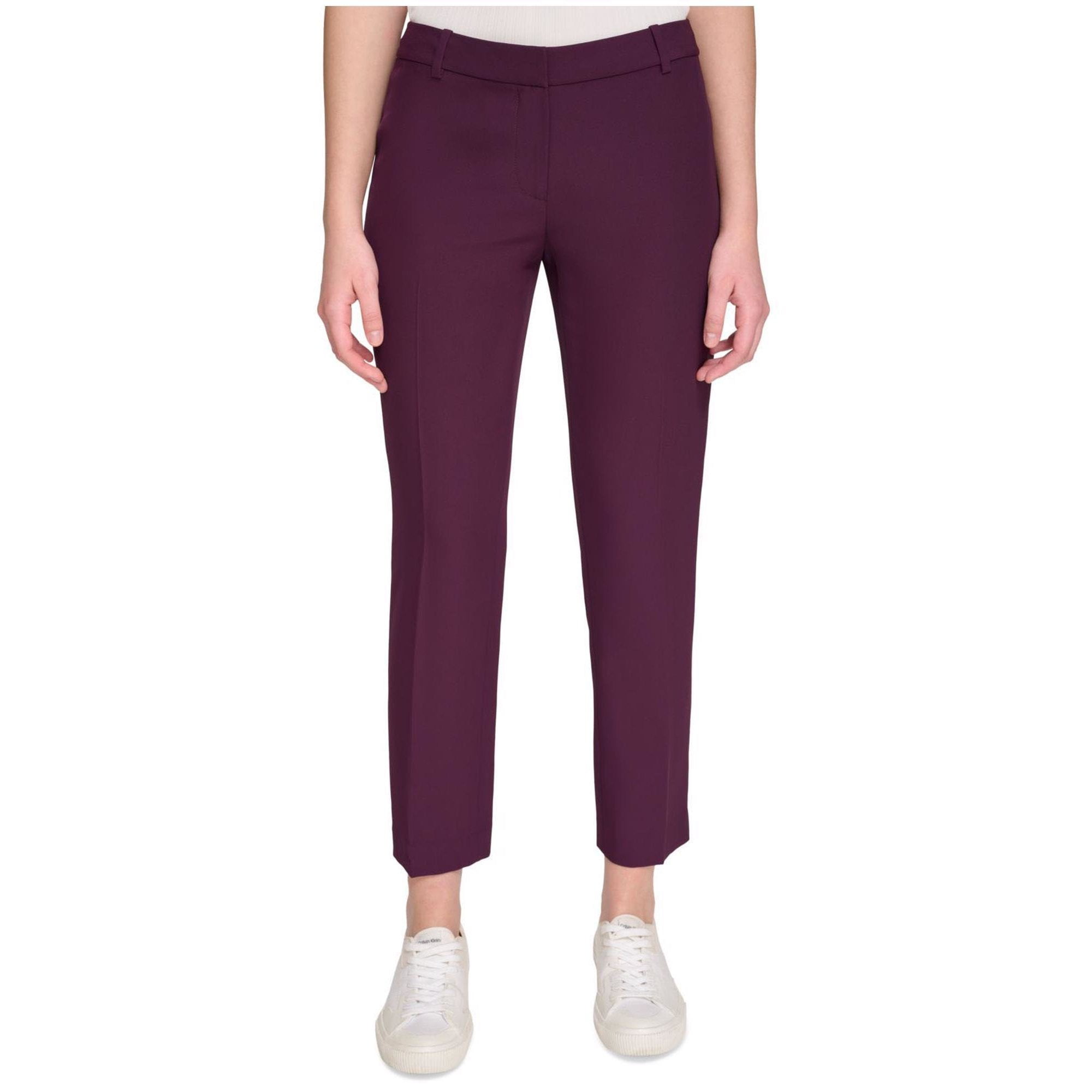 Calvin Klein Womens Ankle Dress Pants, Purple, Petite, 2P