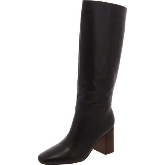 Calvin Klein Womens Arista Leather Block Heel Knee-High Boots