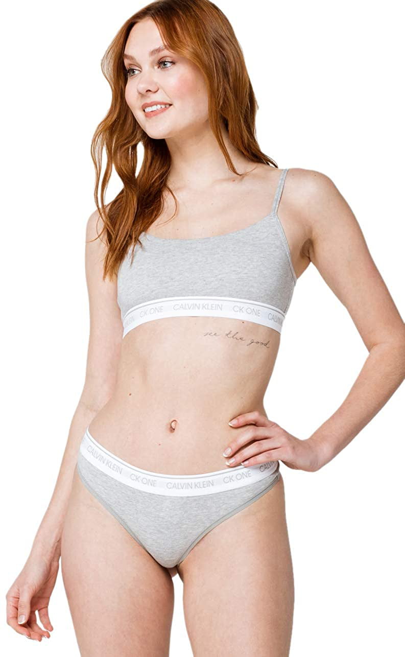 Calvin Klein Womens CK One Cotton Thong Panty Grey Heather X-Small