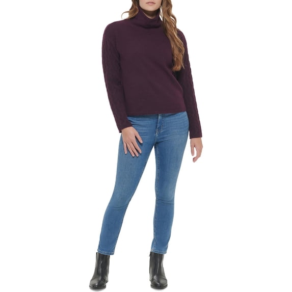Calvin Klein Womens Cable Knit Cowlneck Pullover Sweater