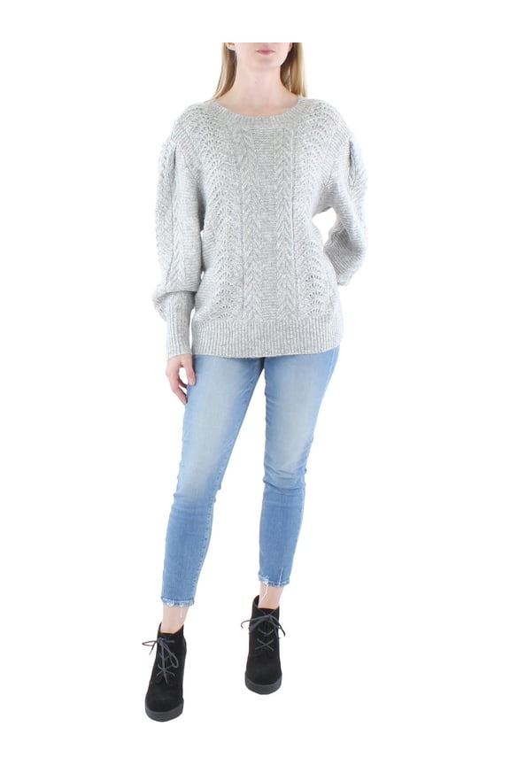 Womens Cable Knit Crewneck Pullover Sweater