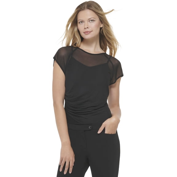 Calvin Klein Womens Cap Sleeve Mesh Top Cypress XL