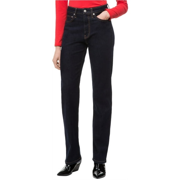 Calvin Klein Womens Casual Straight Leg Jeans, Blue, 28 Regular