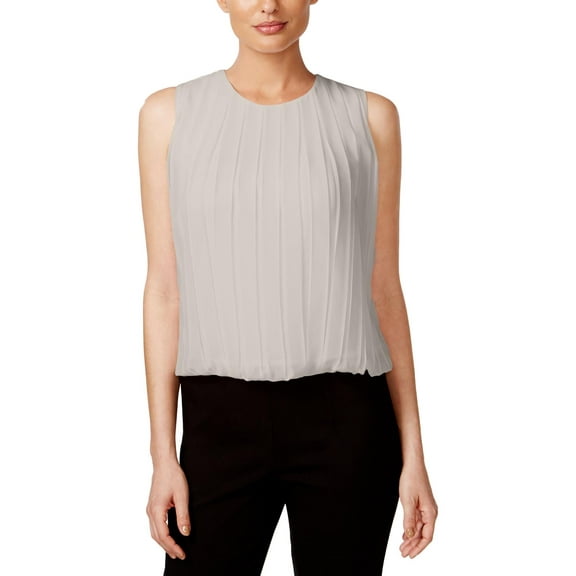 Calvin Klein Womens Chiffon Pleated Blouse