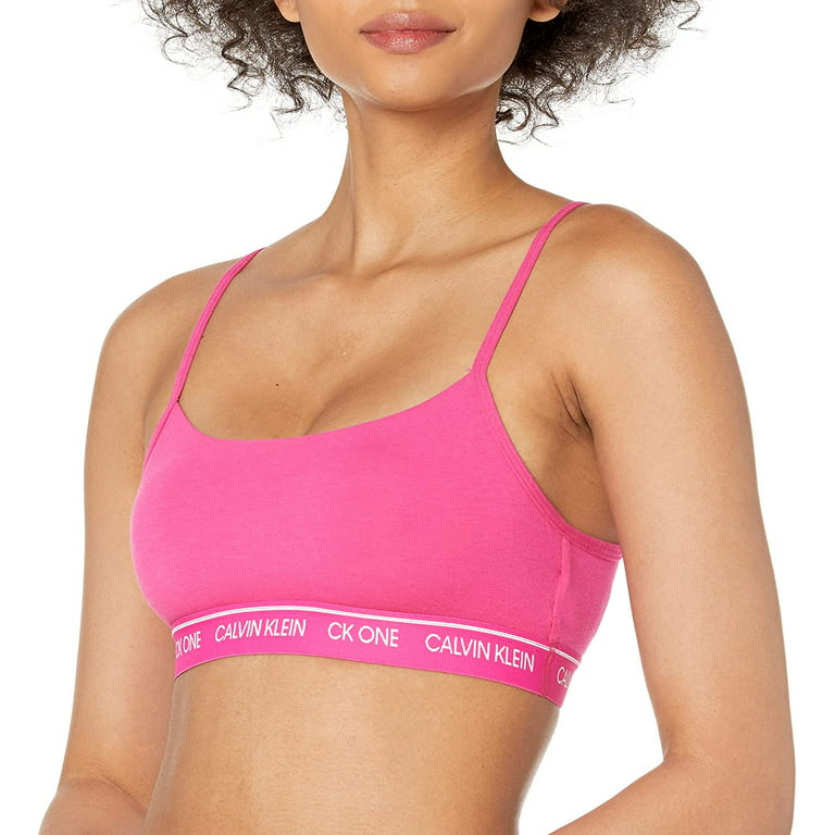 Calvin Klein Womens Ck One Cotton Unlined Bralette Large Party Pink