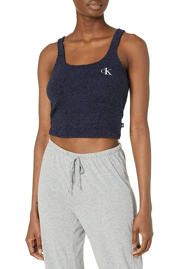 Womens Ck One Plush Lounge Tank Top Large Blue Shadow