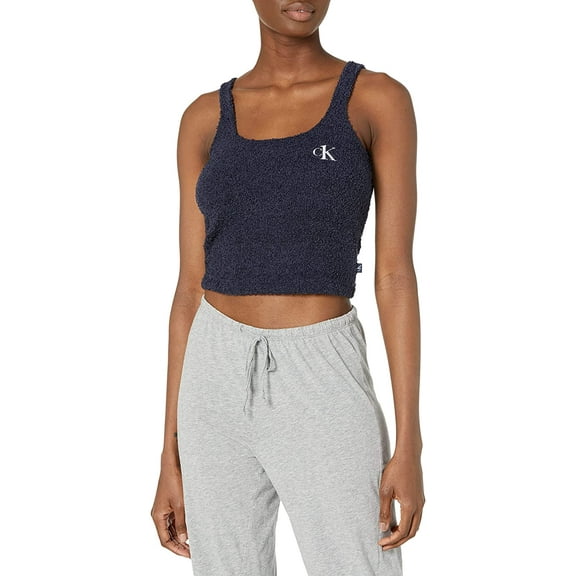 Calvin Klein Womens Ck One Plush Lounge Tank Top Medium Blue Shadow