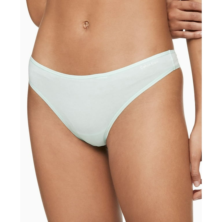 Calvin Klein Womens Cotton Form Thong Underwear,Aqua Luster,Large