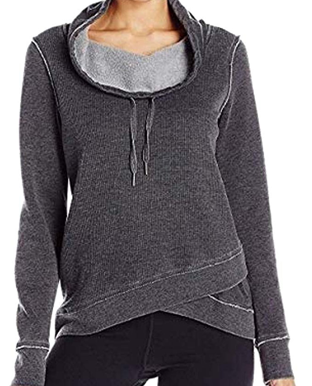 Calvin Klein Womens Cowl Neck Crossover Hem Fleece Hoodie;X-Small