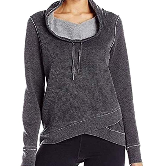 Calvin Klein Womens Cowl Neck Crossover Hem Fleece Hoodie;X-Small