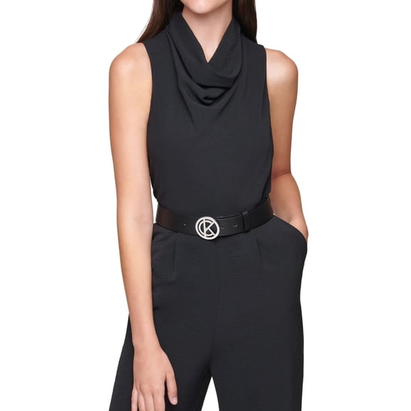 Calvin Klein Womens Cowlneck Jumpsuit, Black, Plus Size, 16W