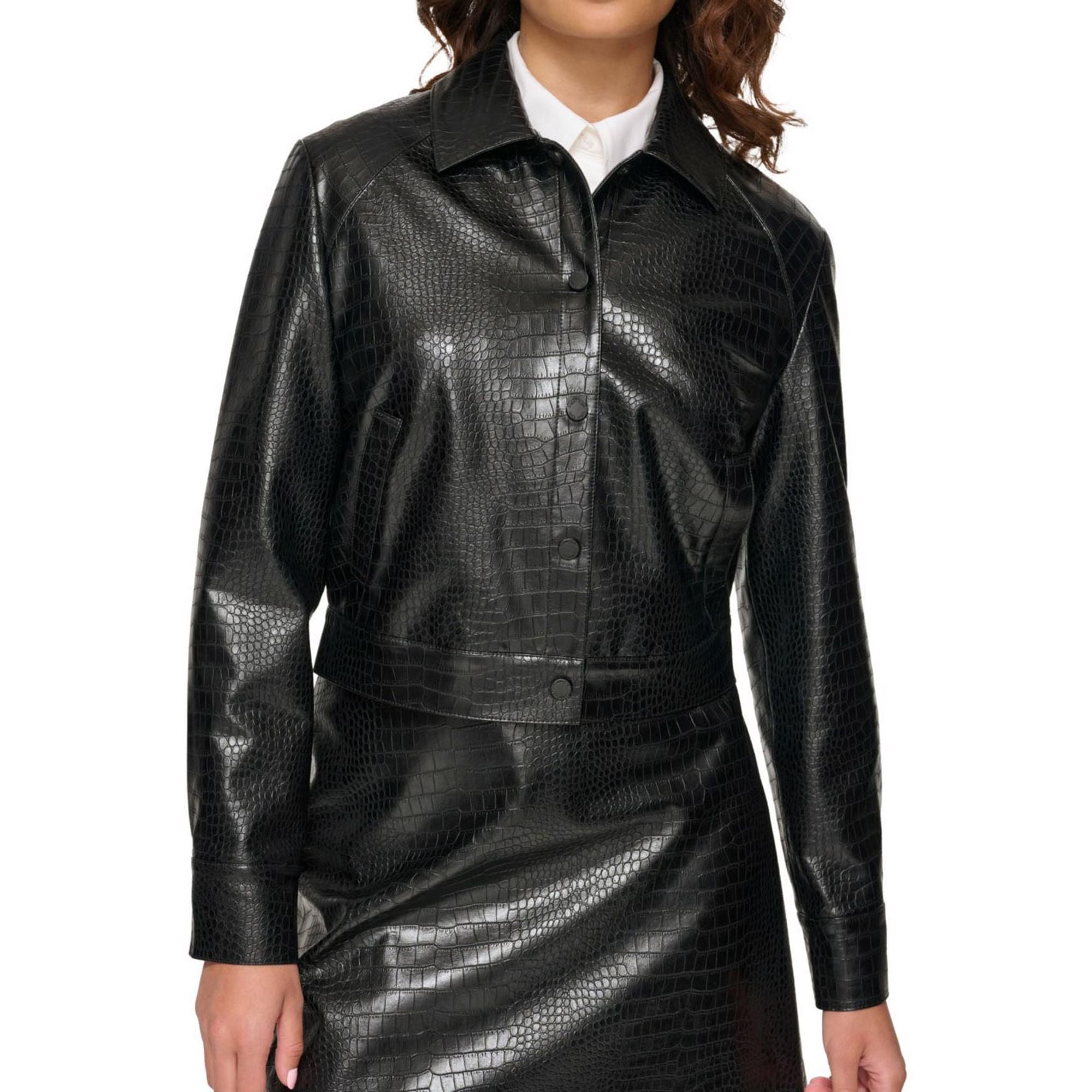 Calvin Klein Womens Crocodile Faux-Leather Jacket, Black, Petite, 12P -  Walmart.com