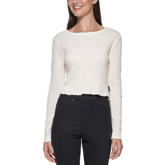 Calvin Klein Womens Cropped Crewneck Top;X-Large