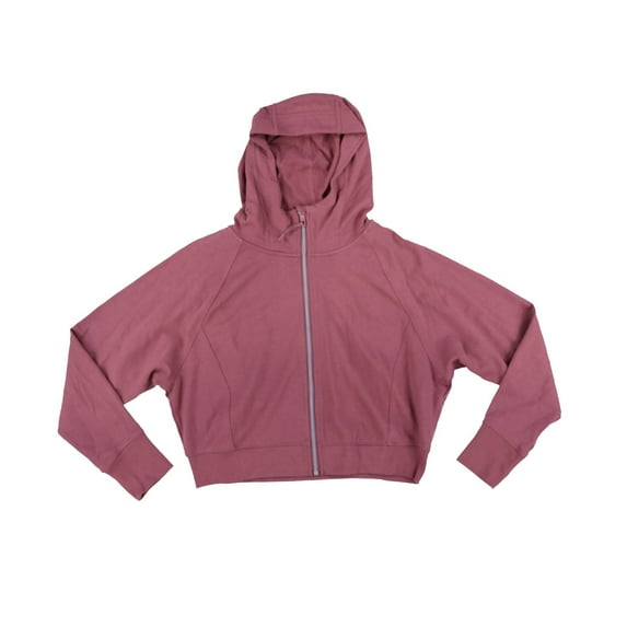 Calvin Klein Womens Cropped Hoodie Full Zip Sweatshirt Pink Xl New