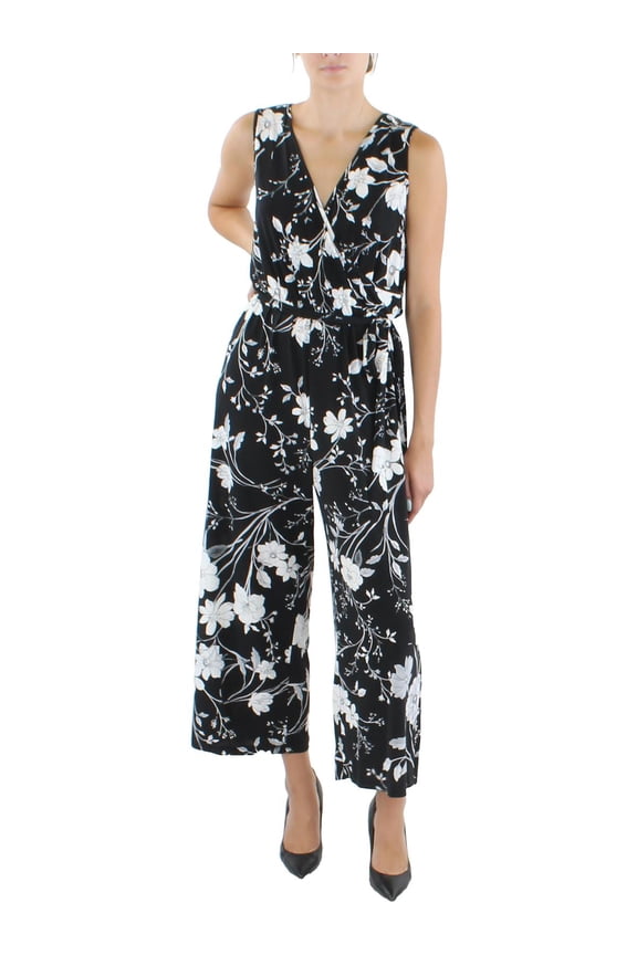 Womens Cropped Wide Leg Jumpsuit