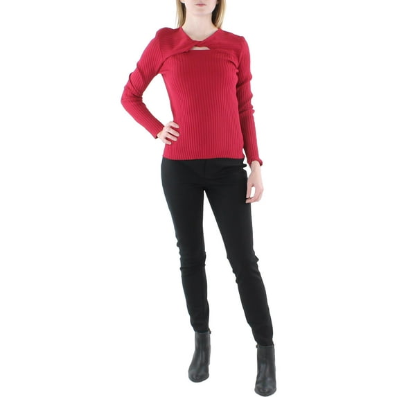 Calvin Klein Womens Cut-Out Ribbed Knit Pullover Sweater