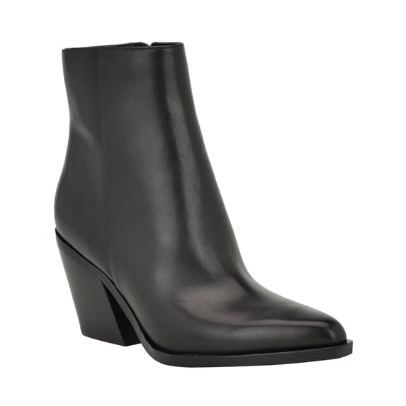 Calvin Klein Womens Fallone Leather Block Heel Mid-Calf Boots