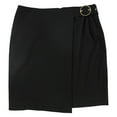 thumbnail image 1 of Calvin Klein Womens Faux Belt Front A-line Skirt, Black, Petite, 8P, 1 of 1