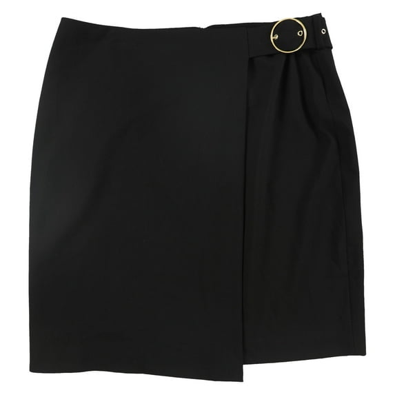 Calvin Klein Womens Faux Belt Front A-line Skirt, Black, Petite, 8P