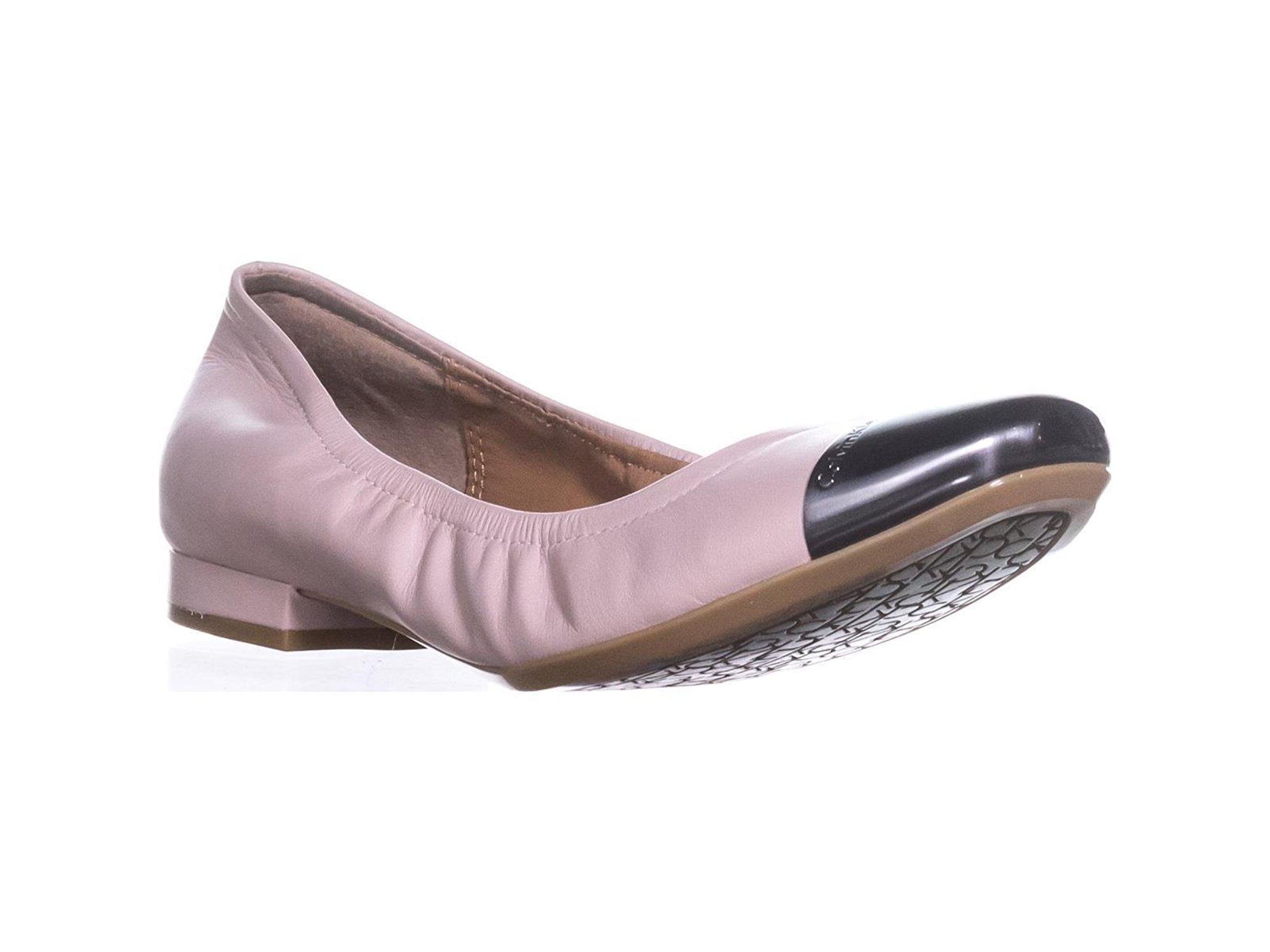 Calvin Klein Womens Fiana Leather Cap Toe Ballet Flats  display picture 1