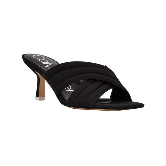 Calvin Klein Womens Fire 2 Faux Leather Quilted Kitten Heels