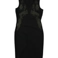 thumbnail image 1 of Calvin Klein Womens Floral Beaded Sheath Dress, Black, 10, 1 of 2