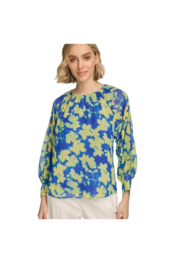 Womens Floral Cold Shoulder Blouse, Multicoloured, X-Large
