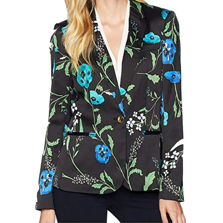 Calvin Klein Womens Floral Print One Button Jacket Walmart