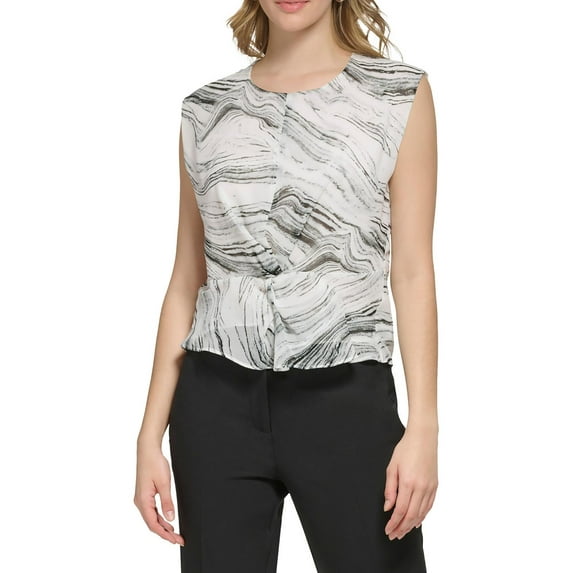 Calvin Klein Womens Floral Print Work e Shell