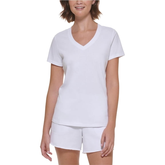 Calvin Klein Womens Graphic Embellished T-Shirt, White, 20