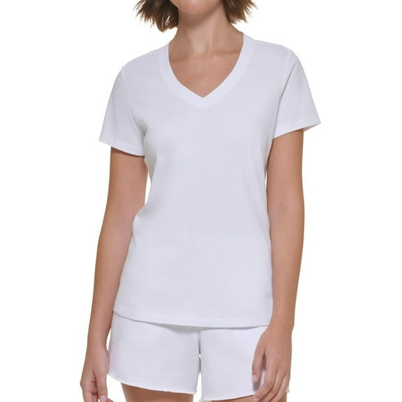 Calvin Klein Womens Graphic Embellished T-Shirt, White, 20