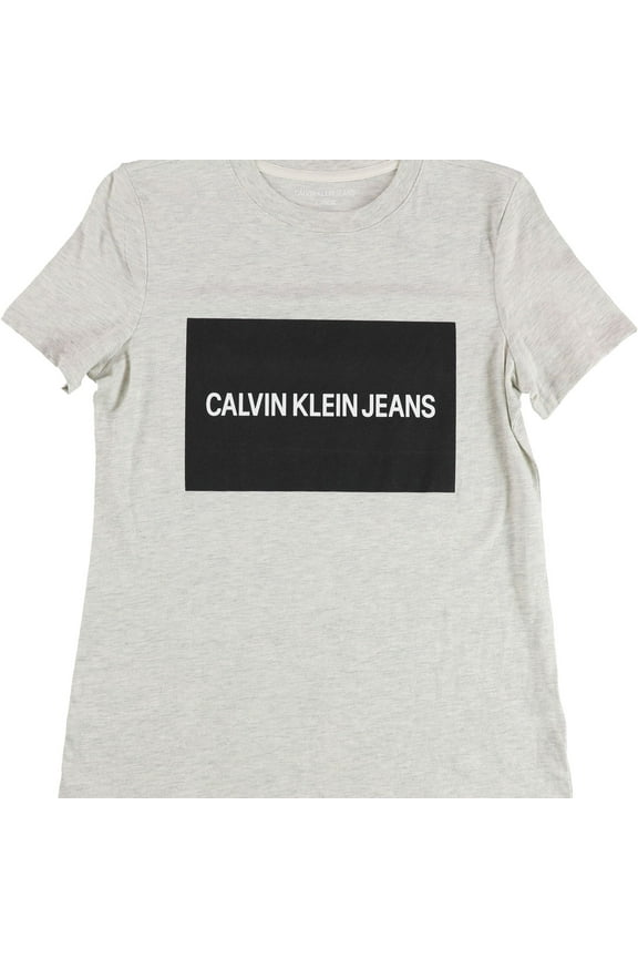 Womens Heathered Box Logo Graphic T-Shirt, Grey, Small