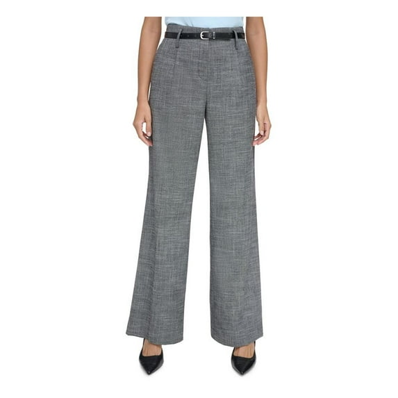 Calvin Klein Womens High Rise Heathered Wide Leg Pants