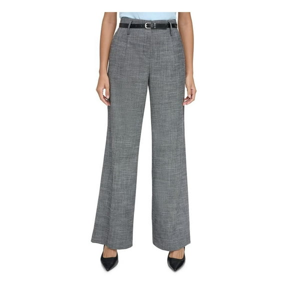 Calvin Klein Womens High Rise Heathered Wide Leg Pants