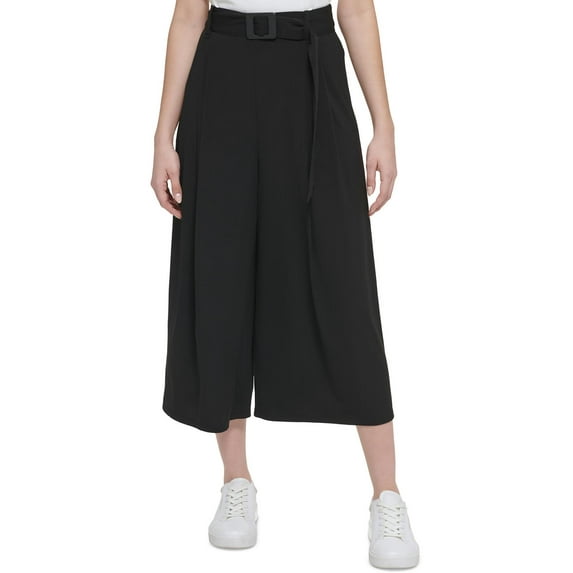 Calvin Klein Womens High Rise Cropped Wide Leg Pants