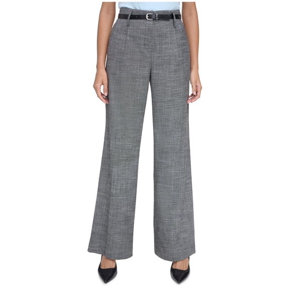 Calvin Klein Womens High Rise Heathered Wide Leg Pants