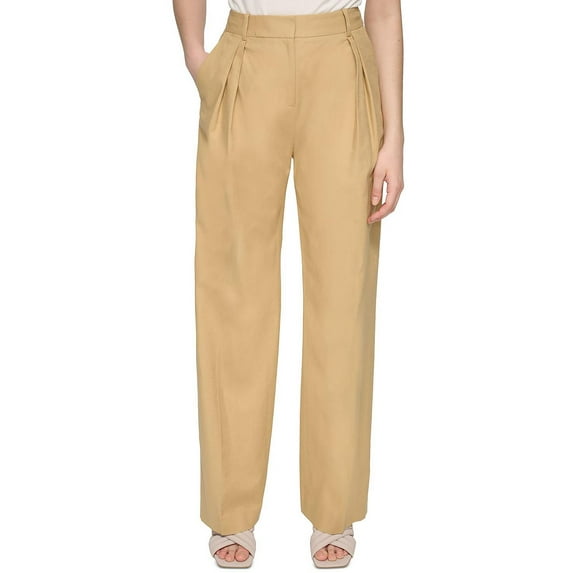 Calvin Klein Womens High Rise Pleated Wide Leg Pants