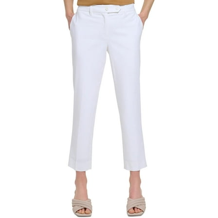Calvin Klein Womens High Rise Solid Ankle Pants