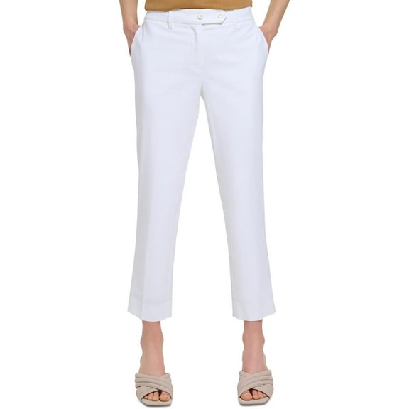 Calvin Klein Womens High Rise Solid Ankle Pants