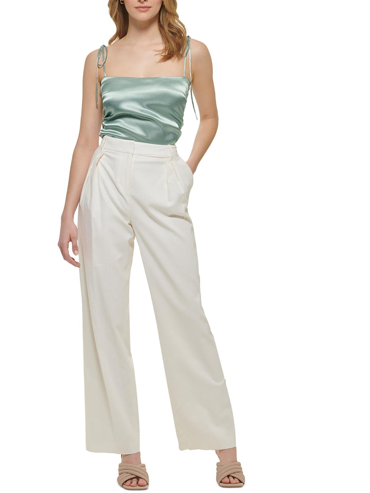 ladies cream color dress pants Women's Ivory & Leggings rise waist paired with a statement matching belt! NERRA CREAM PANTS | CULT