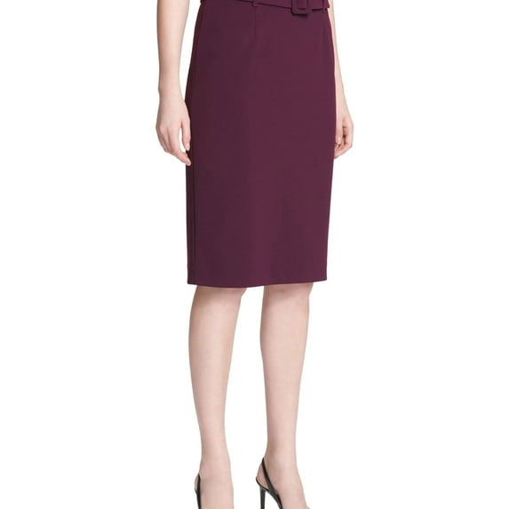 Calvin Klein Womens High Waist A-line Pencil Skirt, Purple, 4