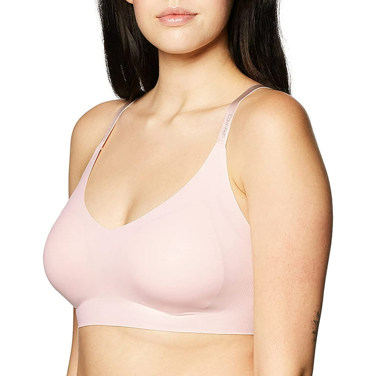 Calvin Klein Womens Invisibles Comfort Seamless Adjustable Skinny Strap Bralette  Bra X-Large Light Pink 