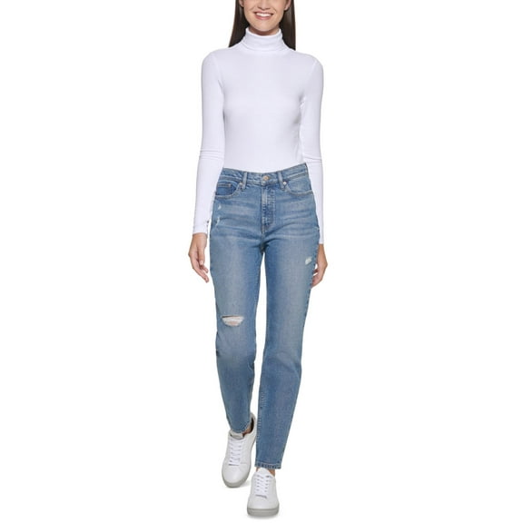 Calvin Klein Womens Jeans Hi Rise Slim Distressed Denim 25 Ridgefield