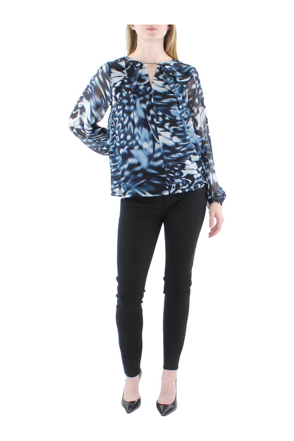 Womens Keyhole Neck Lined Blouse