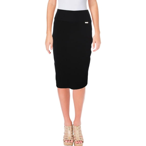 Calvin Klein Women Wide-Waistband Stretch Pencil Skirt Black S