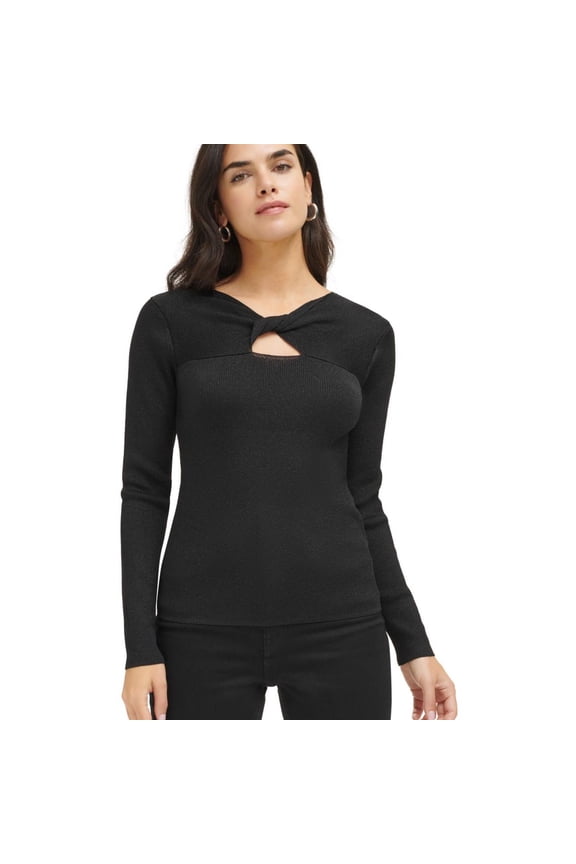 Womens Knit Metallic Pullover Sweater