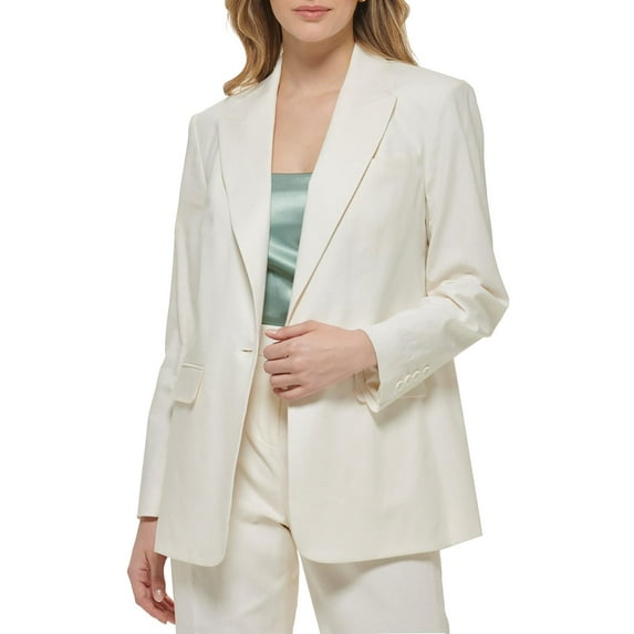 Women's X-Fit Single Button Linen Blend Blazer Cream 2